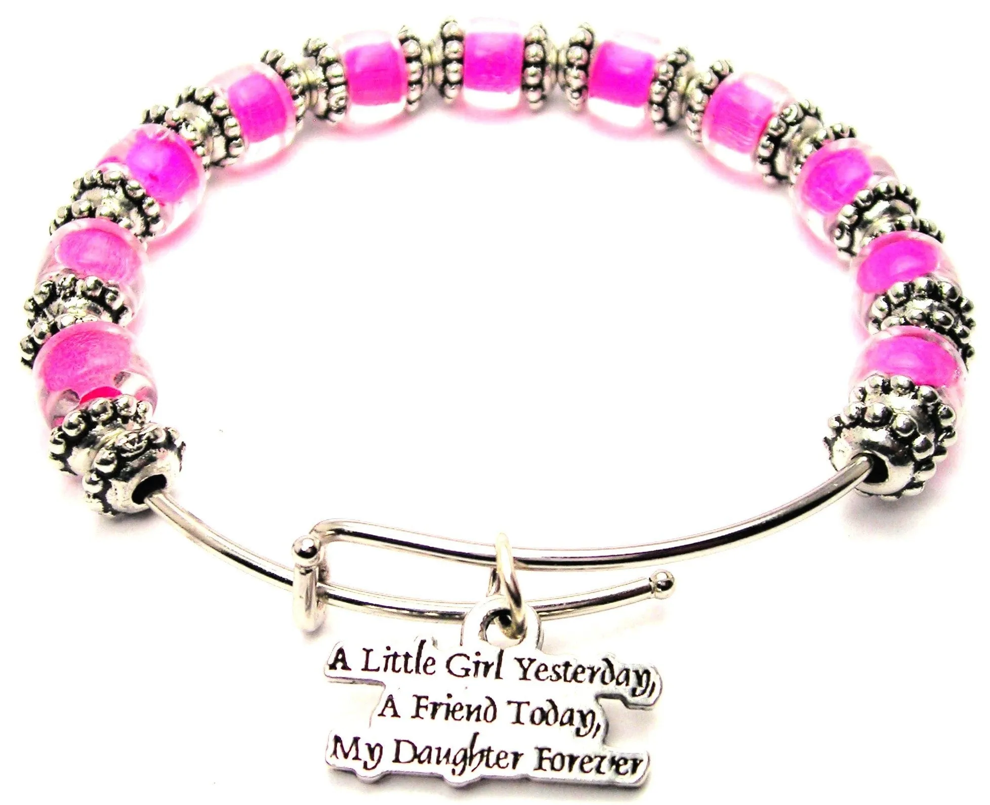 A Little Girl Yesterday A Friend Today My Daughter Forever 9mm Glass Beaded Single Bracelet