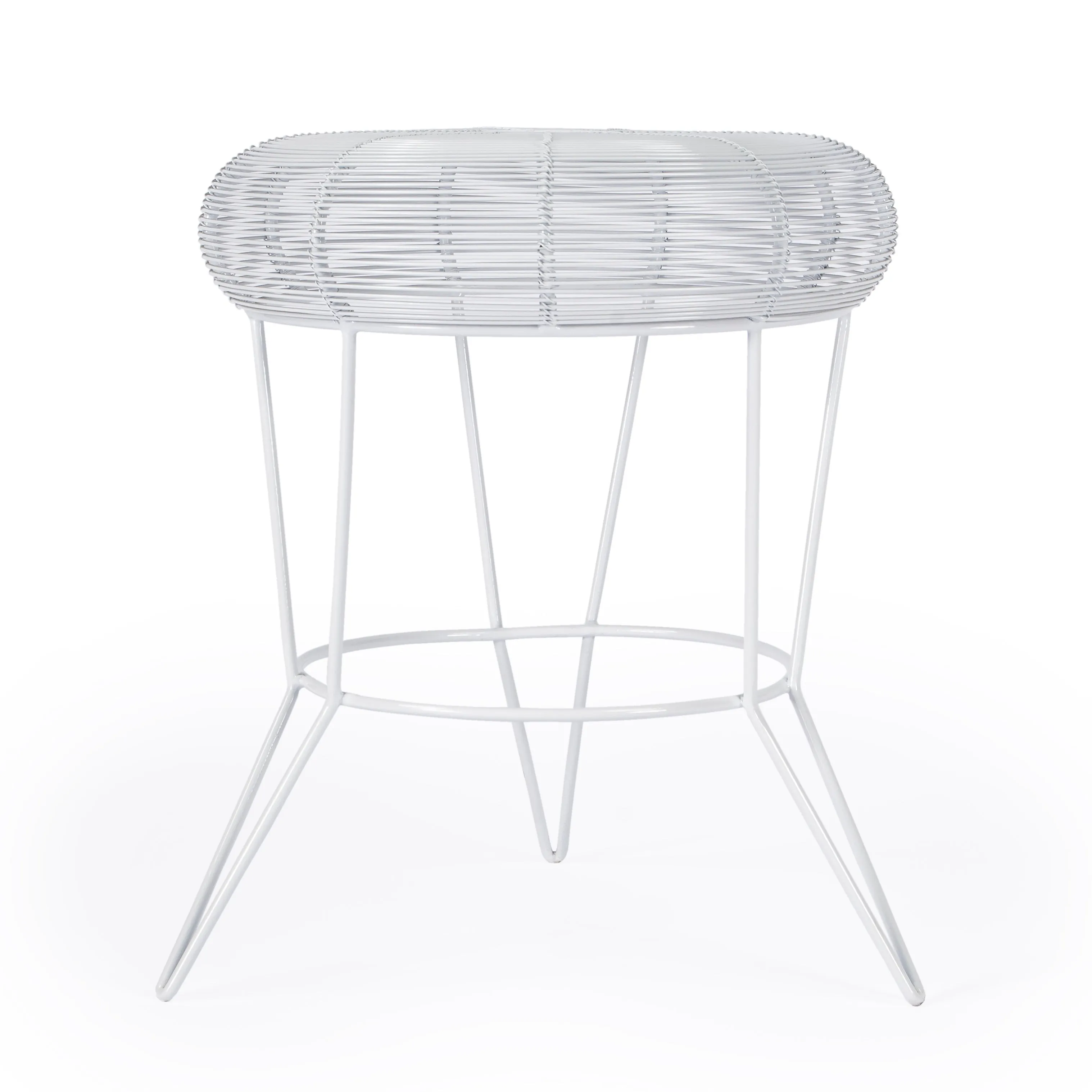 Allen Decorative Wire Side Table in White  5633288