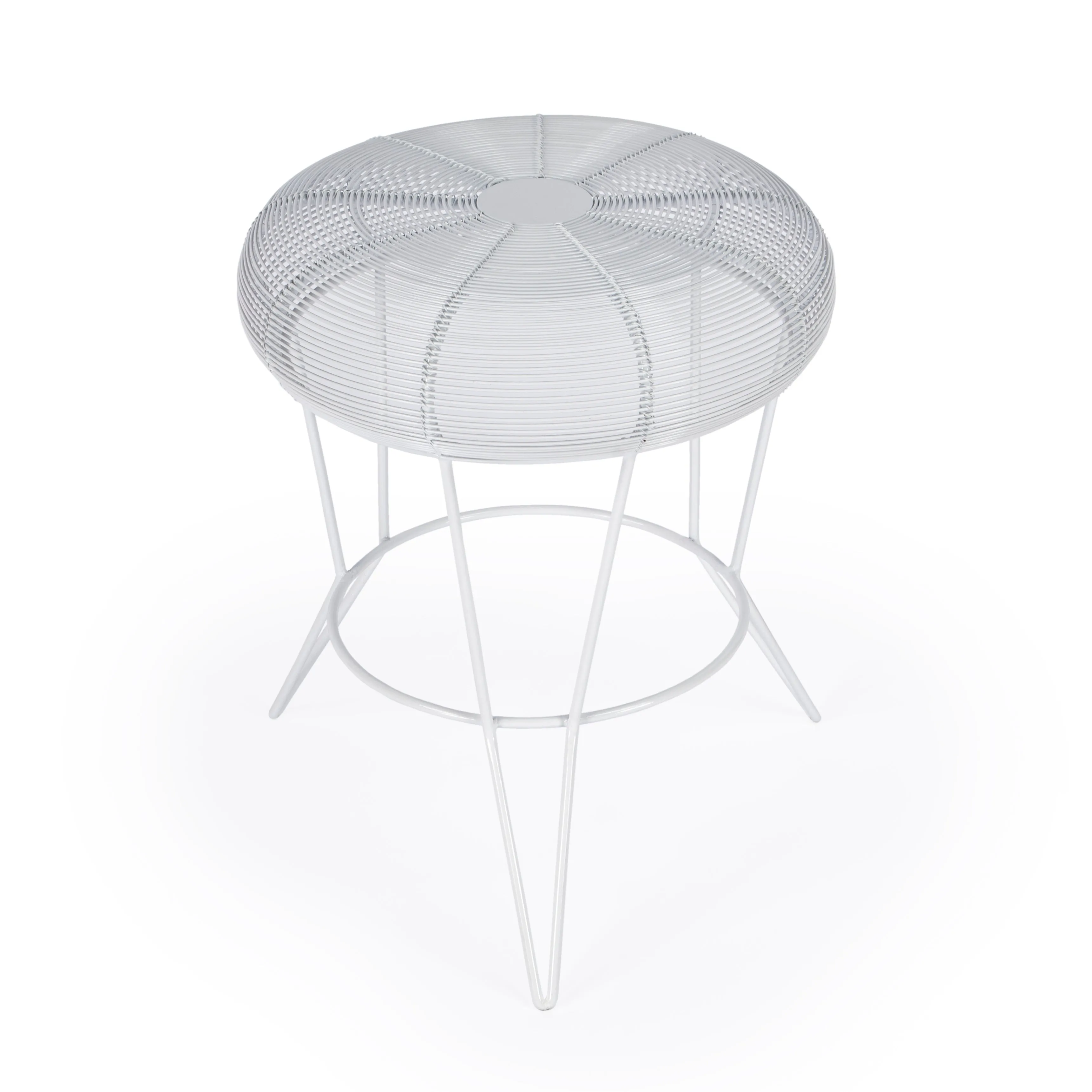 Allen Decorative Wire Side Table in White  5633288