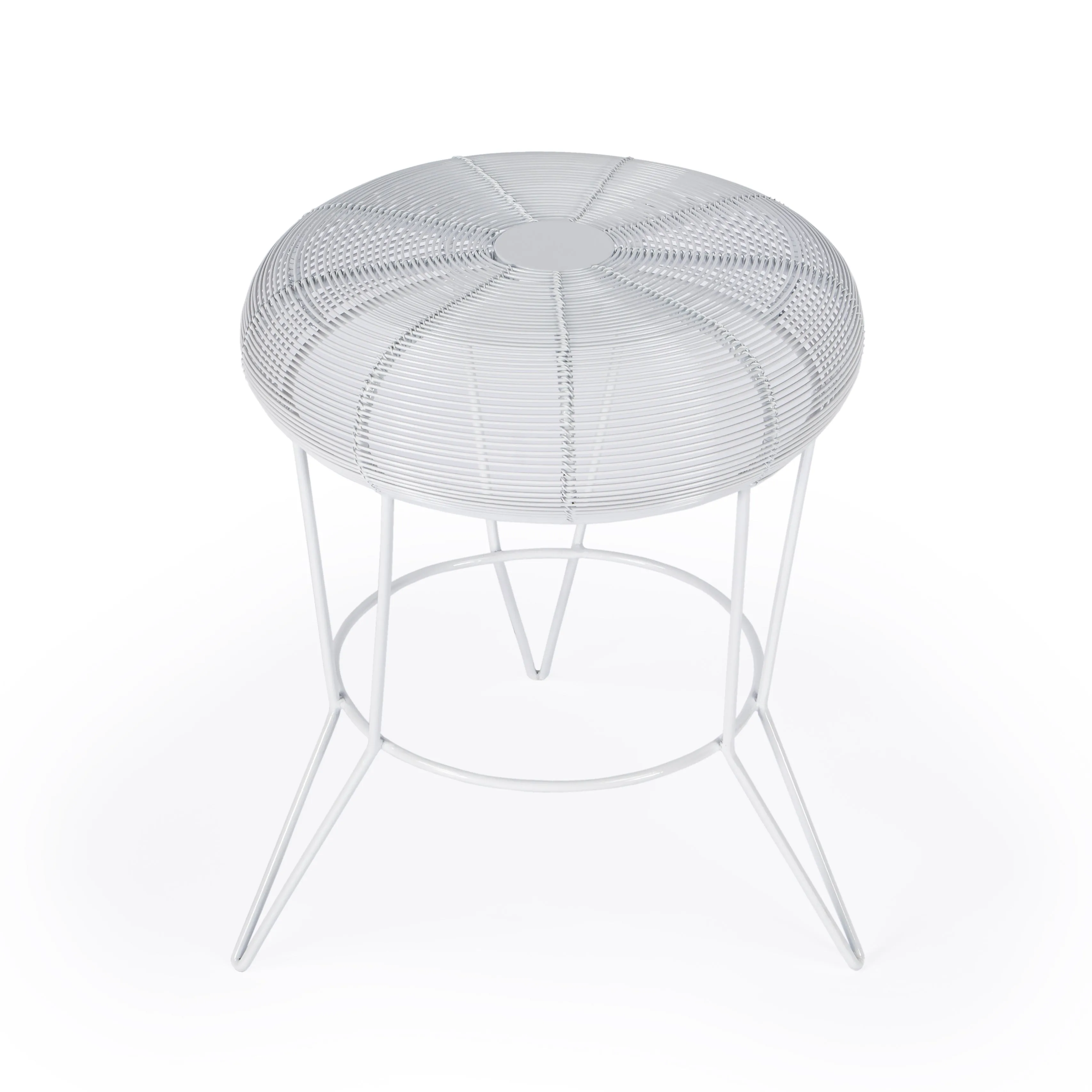 Allen Decorative Wire Side Table in White  5633288