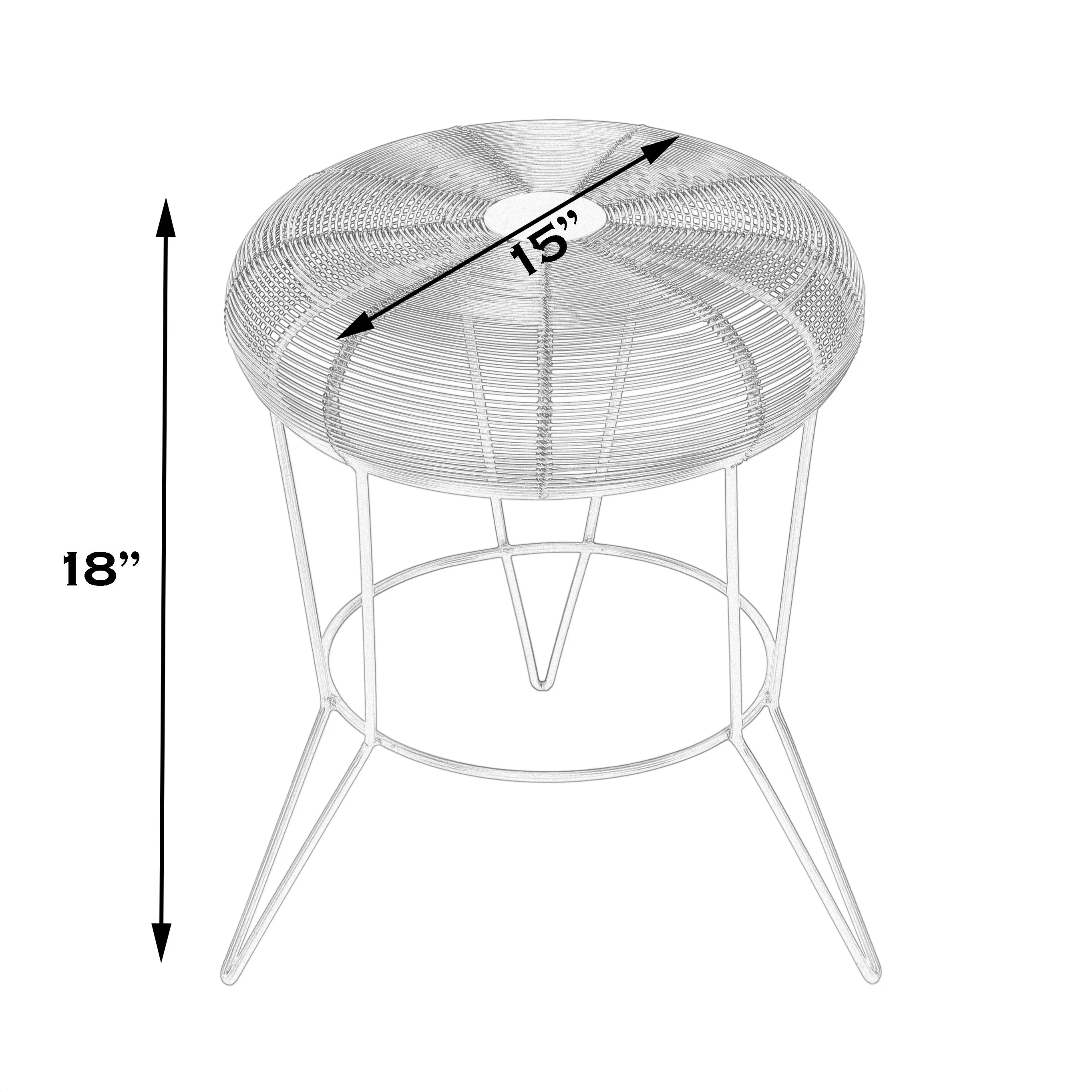 Allen Decorative Wire Side Table in White  5633288