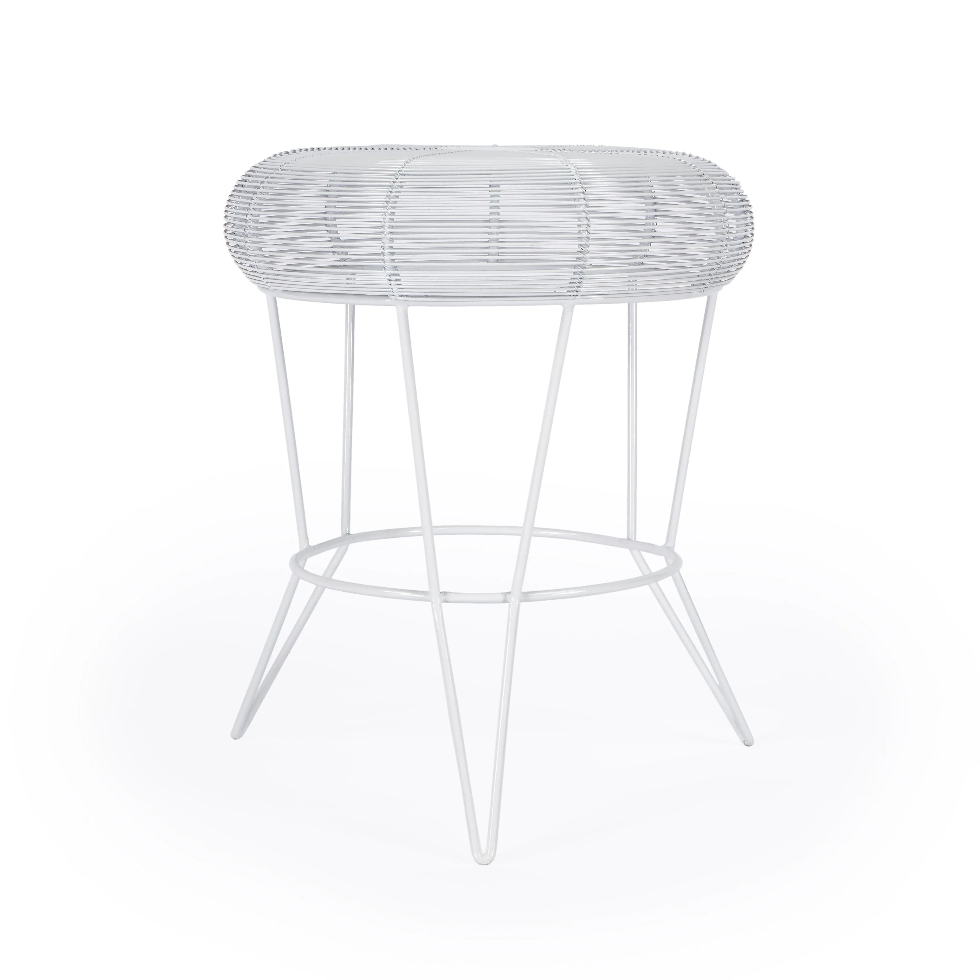 Allen Decorative Wire Side Table in White  5633288