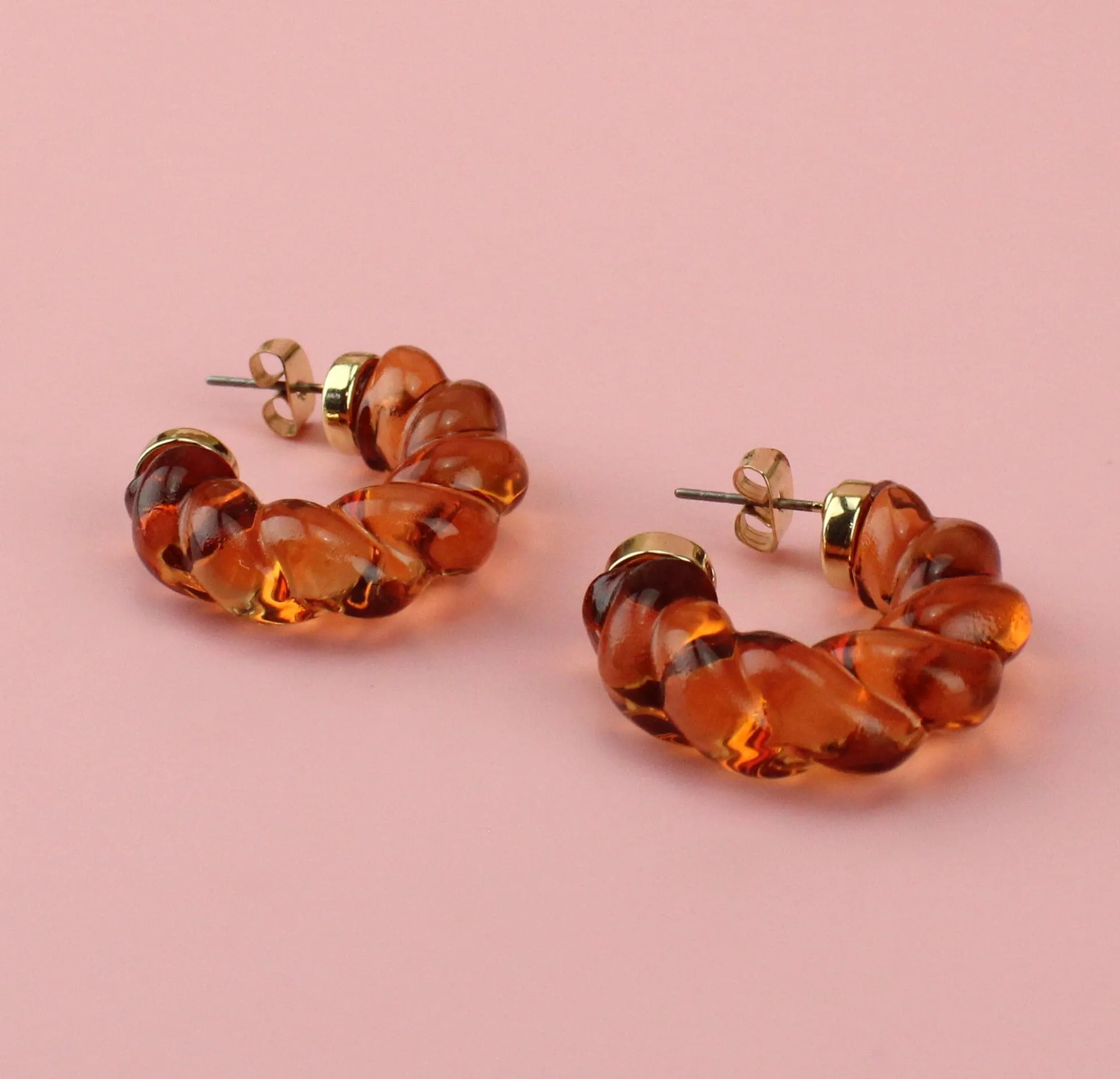 Amber Twist Hoop Earrings