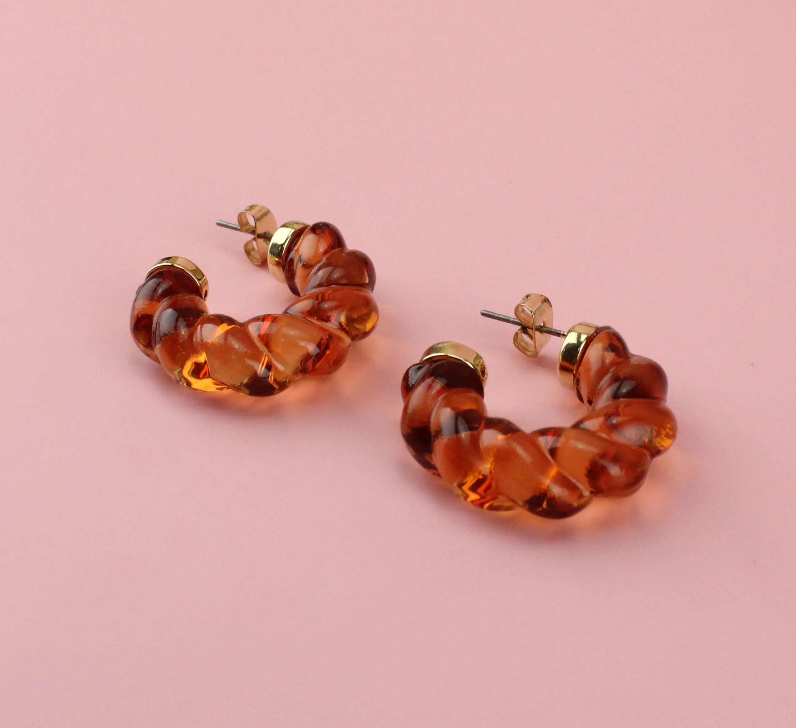 Amber Twist Hoop Earrings