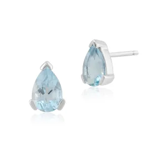 Aquamarin Ohrstecker, 9 Karat Weiss Gold 0.59ct ct Aquamarin Birne Ohrstecker 6.5x4mm