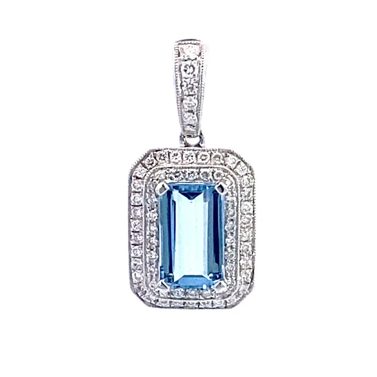 Aquamarine and Diamond Pendant, 14Kt