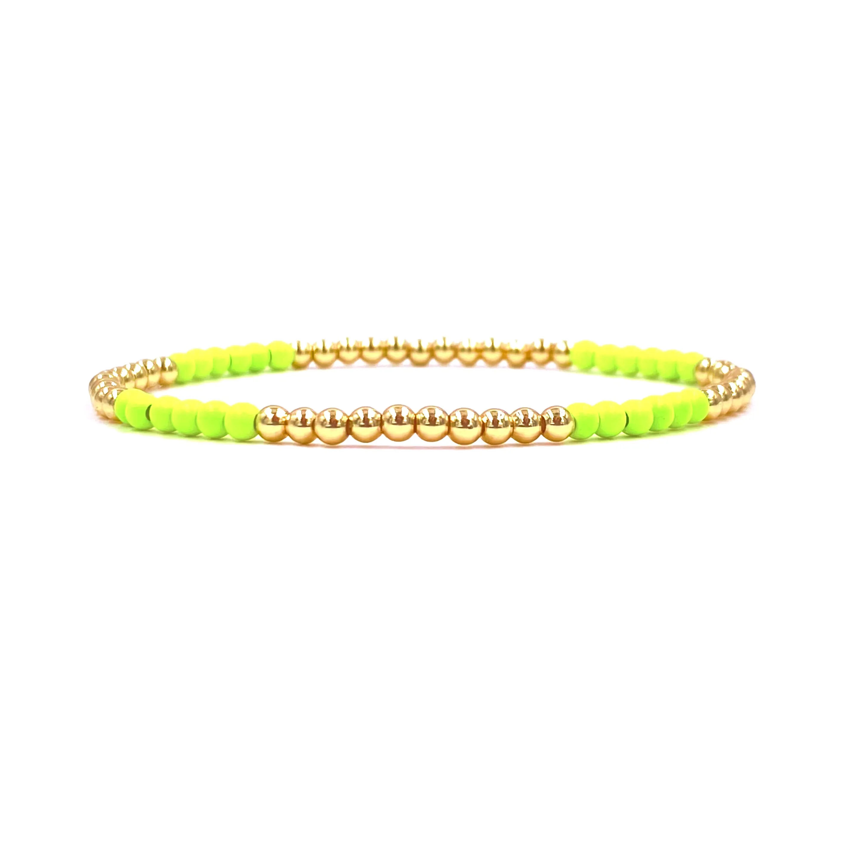 Ashley Gold Stainless Steel Gold Plated Assorted Yellow Enamel Ball Beaded Stretch Bracelet