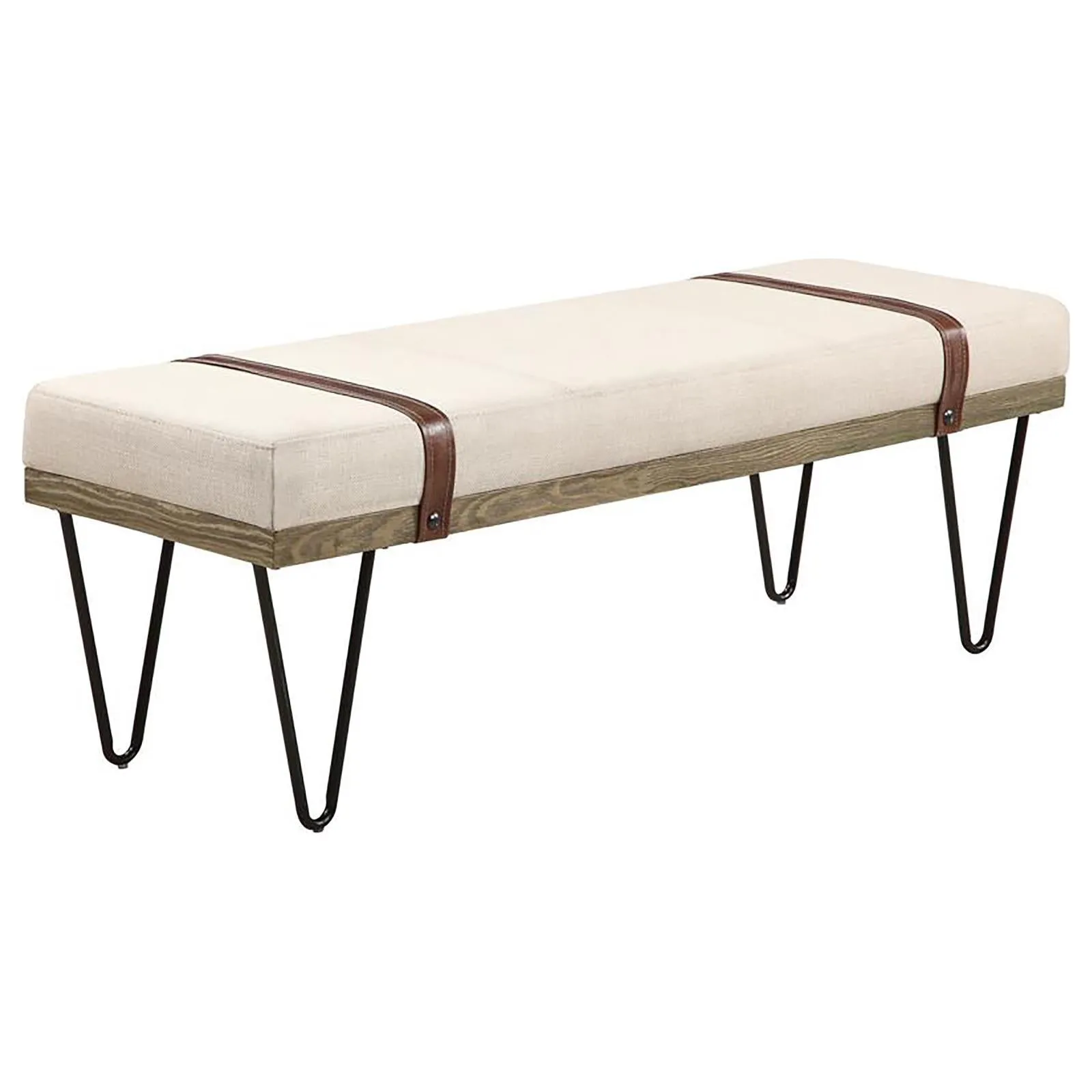 Austin Upholstered Bench Beige and Black