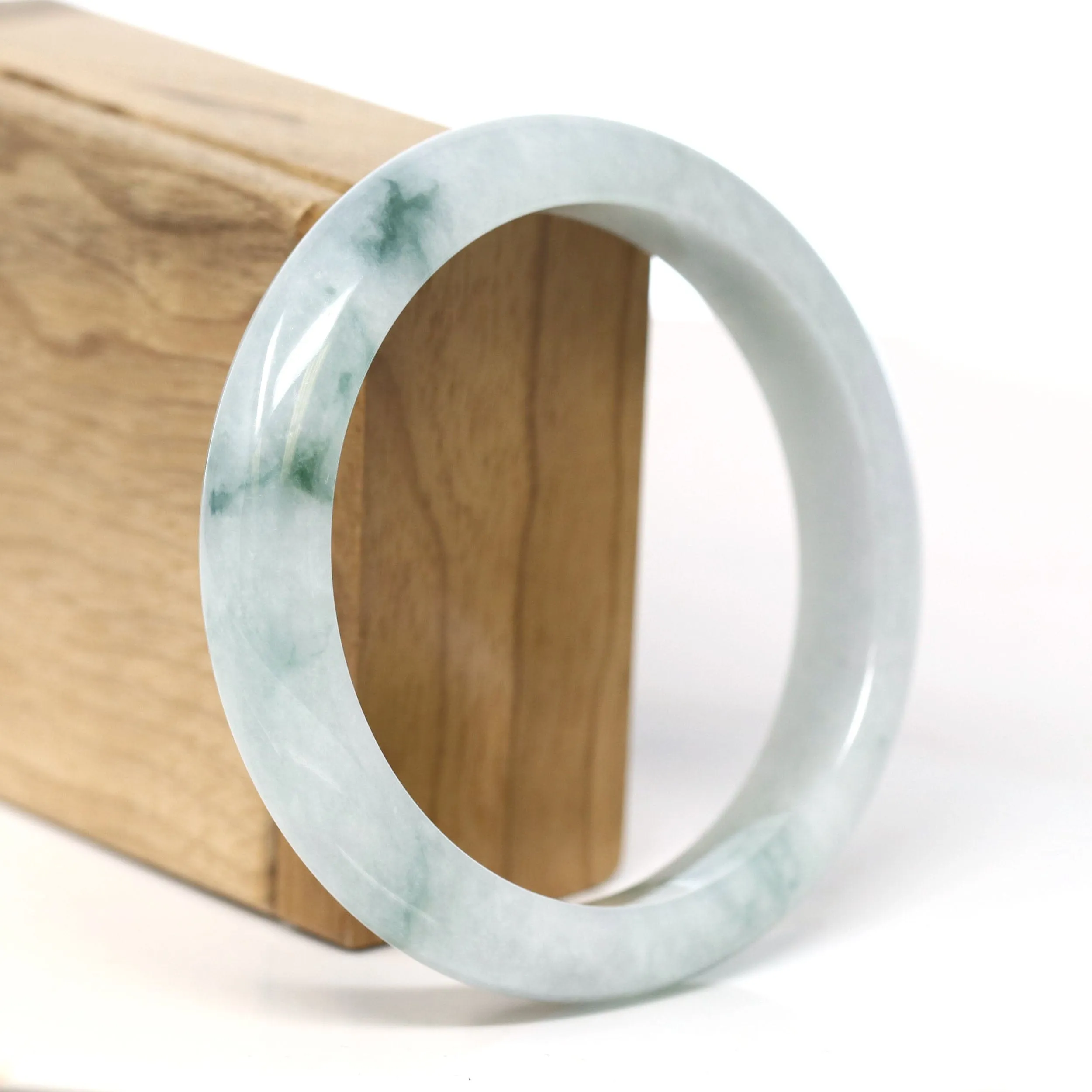 Baikalla Natural Burmese Light Green & Lavender Jadeite Jade Bangle Bracelet (62.54mm) #T273