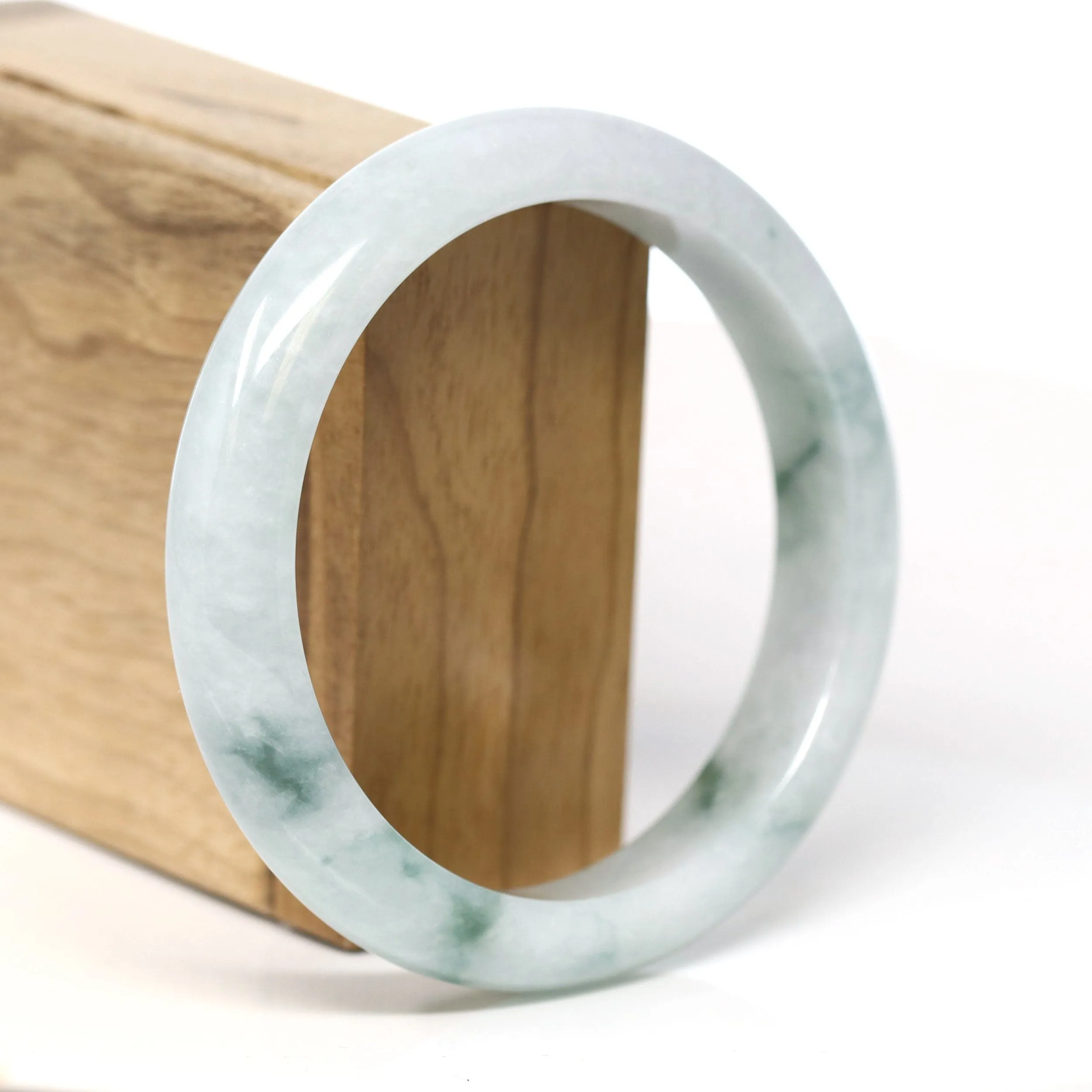 Baikalla Natural Burmese Light Green & Lavender Jadeite Jade Bangle Bracelet (62.54mm) #T273