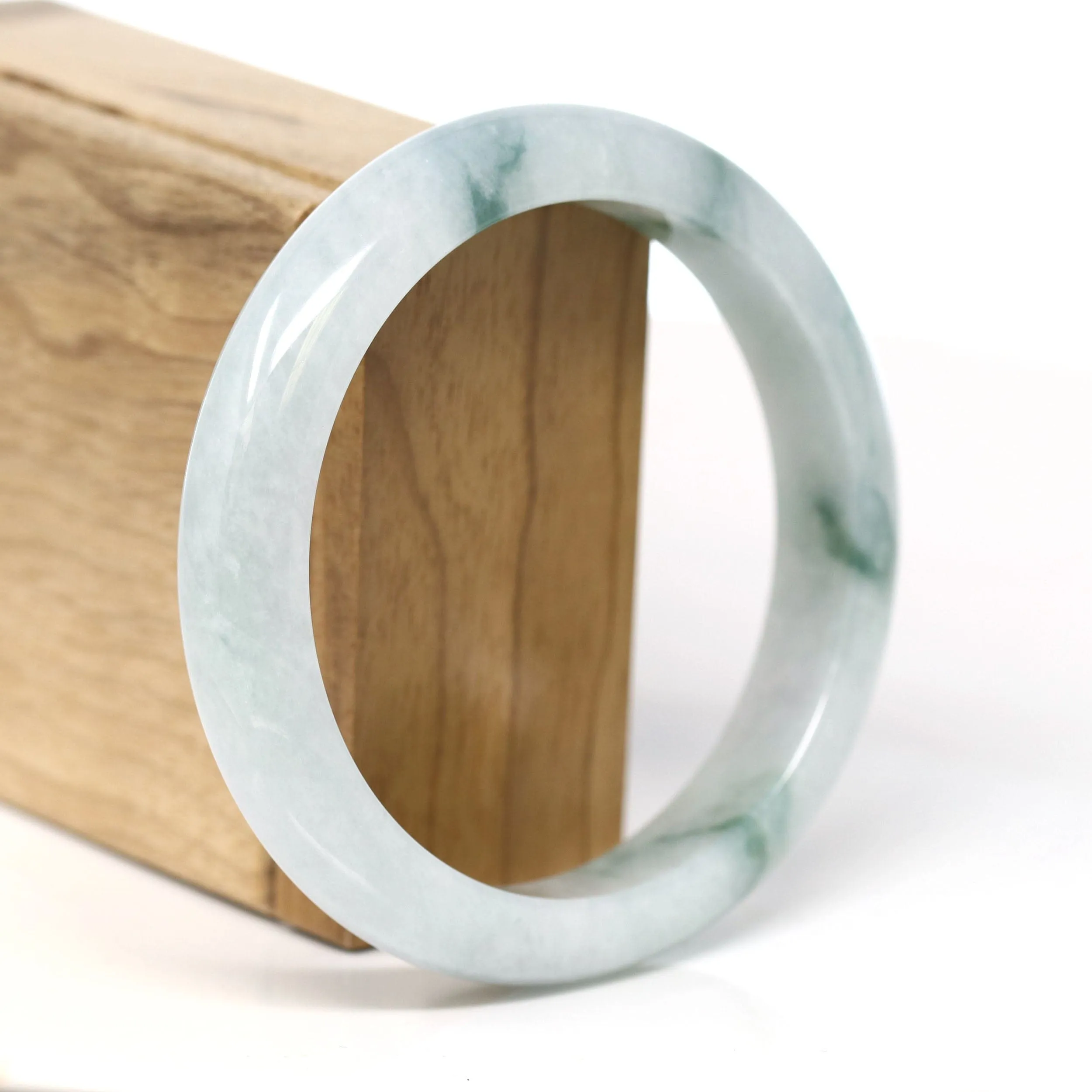 Baikalla Natural Burmese Light Green & Lavender Jadeite Jade Bangle Bracelet (62.54mm) #T273