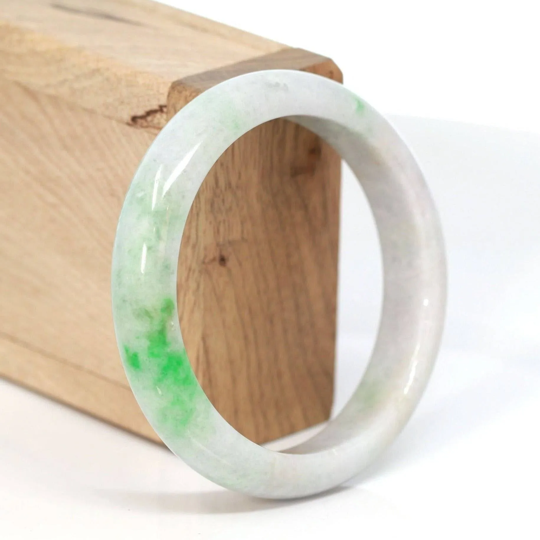 Baikalla™ "Classic Bangle" Genuine Burmese Green Jadeite Jade Bangle Bracelet (57.1 mm) #202