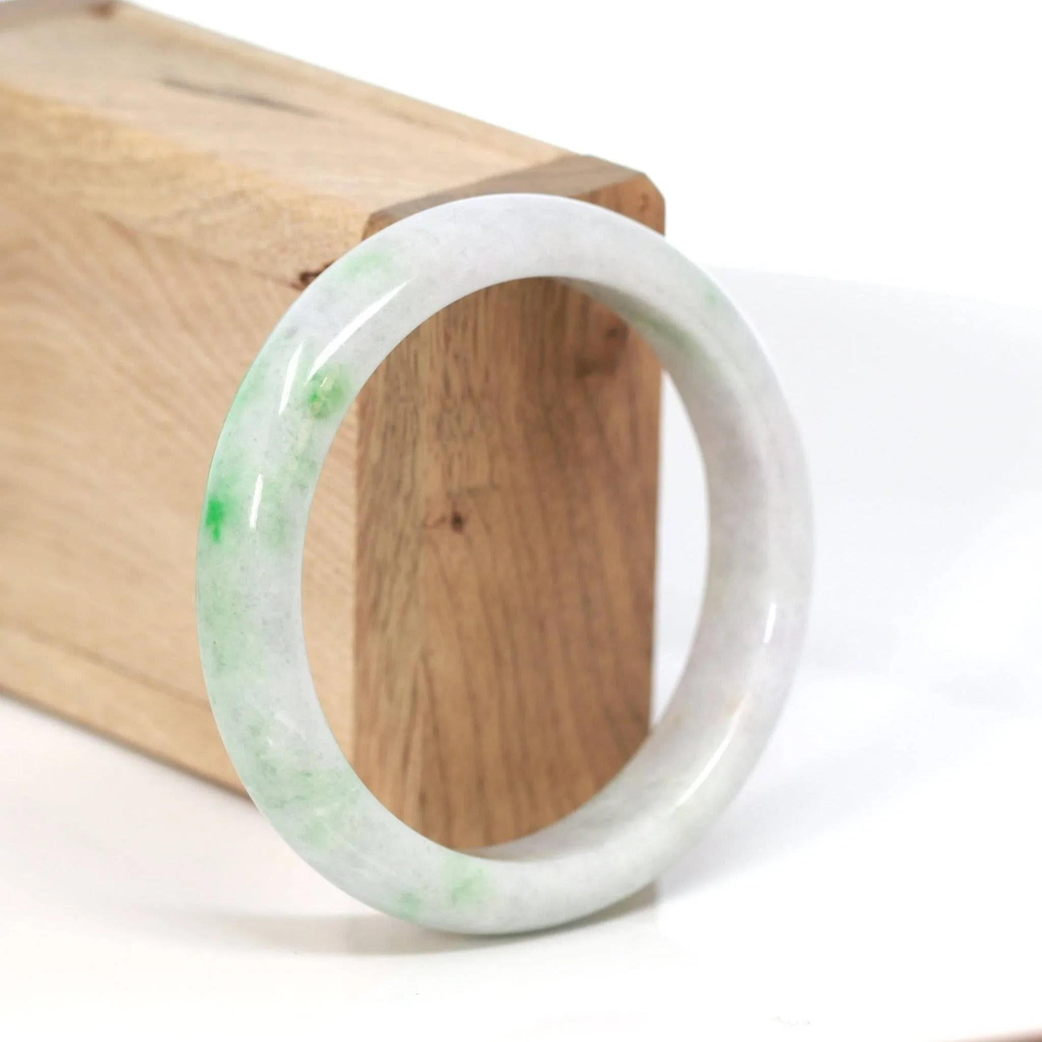 Baikalla™ "Classic Bangle" Genuine Burmese Green Jadeite Jade Bangle Bracelet (57.1 mm) #202