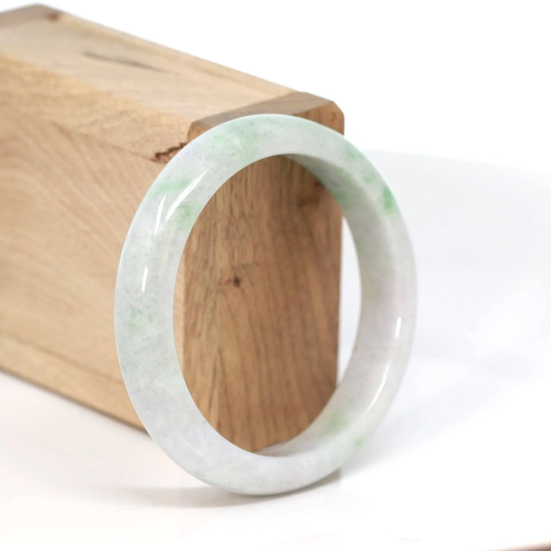 Baikalla™ "Classic Bangle" Genuine Burmese Green Jadeite Jade Bangle Bracelet (57.1 mm) #202