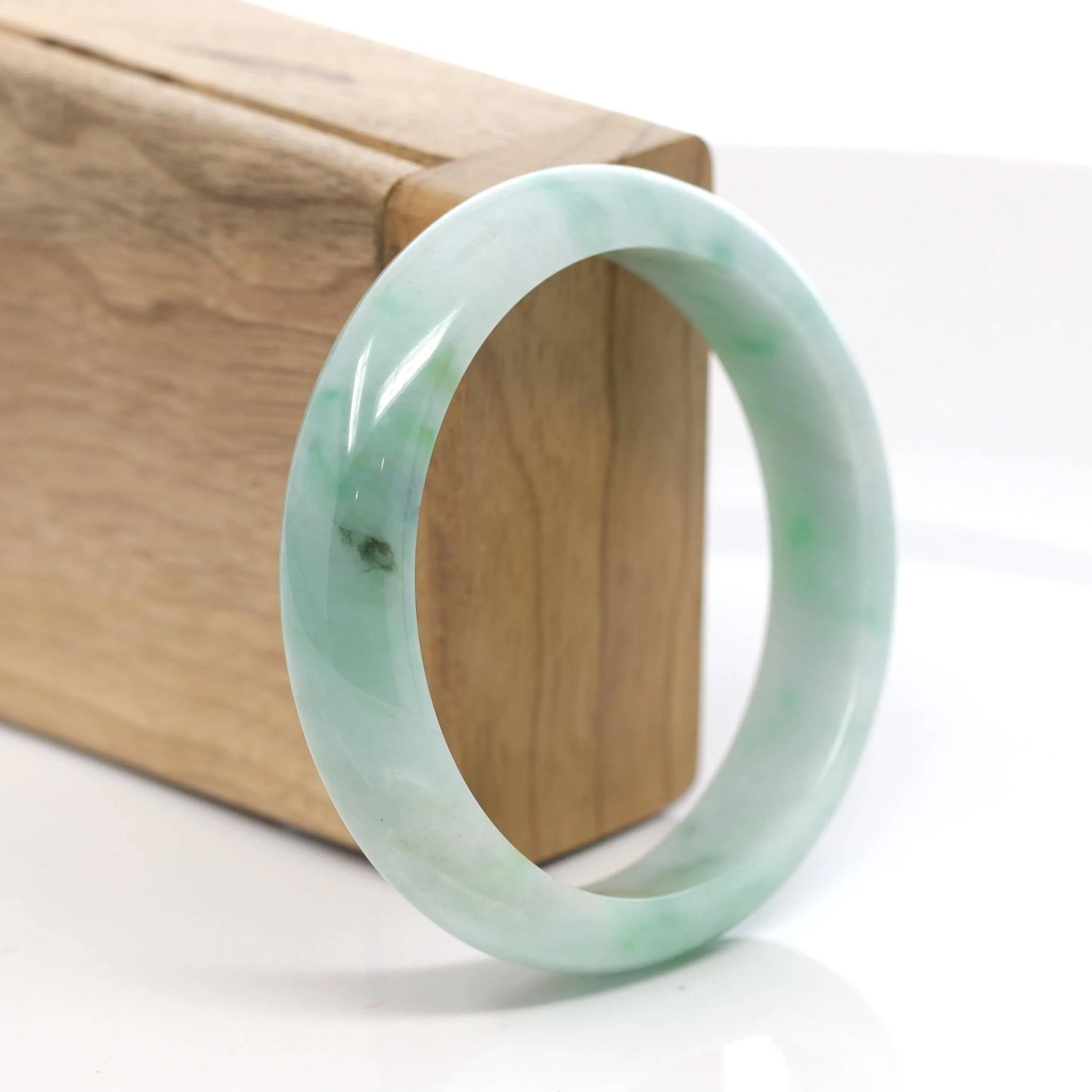 Baikalla™ "Classic Bangle" Genuine Burmese Green Jadeite Jade Bangle Bracelet (58.6 mm)T165