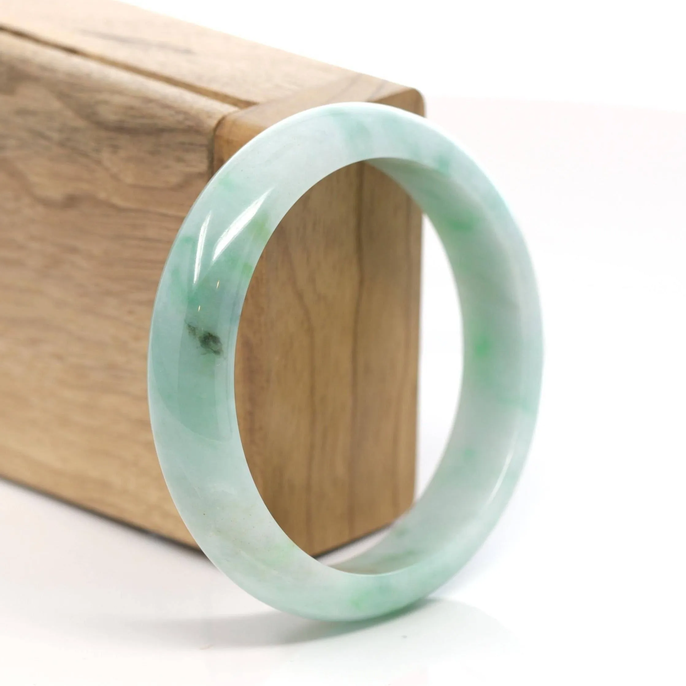 Baikalla™ "Classic Bangle" Genuine Burmese Green Jadeite Jade Bangle Bracelet (58.6 mm)T165