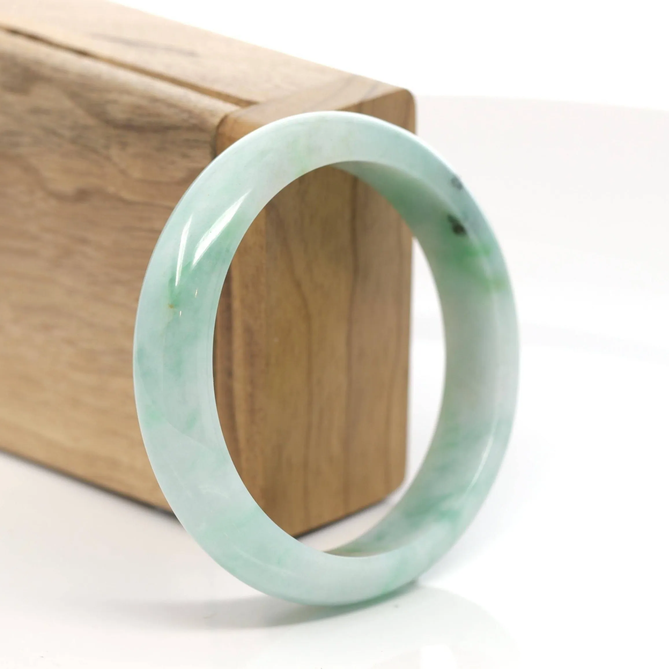 Baikalla™ "Classic Bangle" Genuine Burmese Green Jadeite Jade Bangle Bracelet (58.6 mm)T165