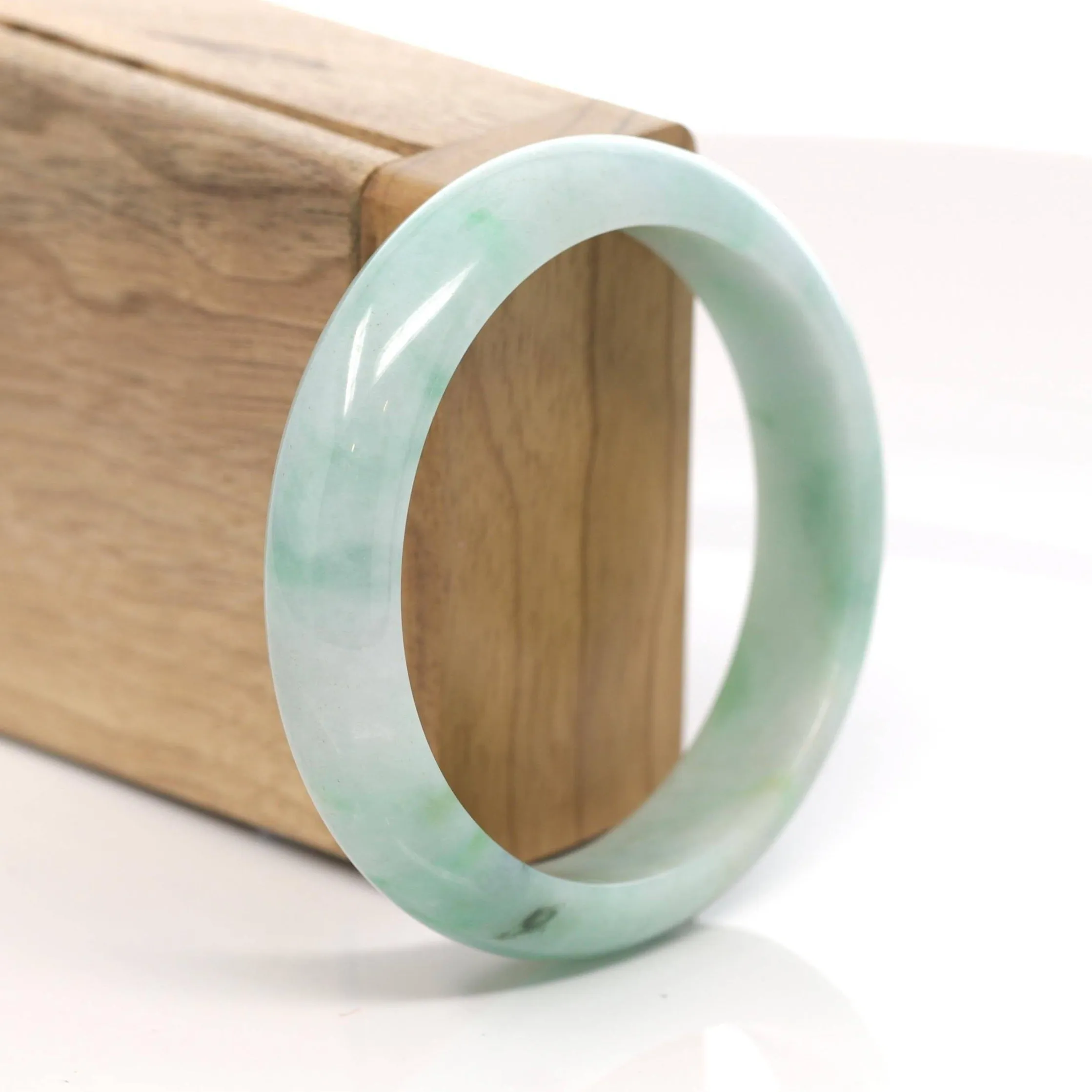 Baikalla™ "Classic Bangle" Genuine Burmese Green Jadeite Jade Bangle Bracelet (58.6 mm)T165