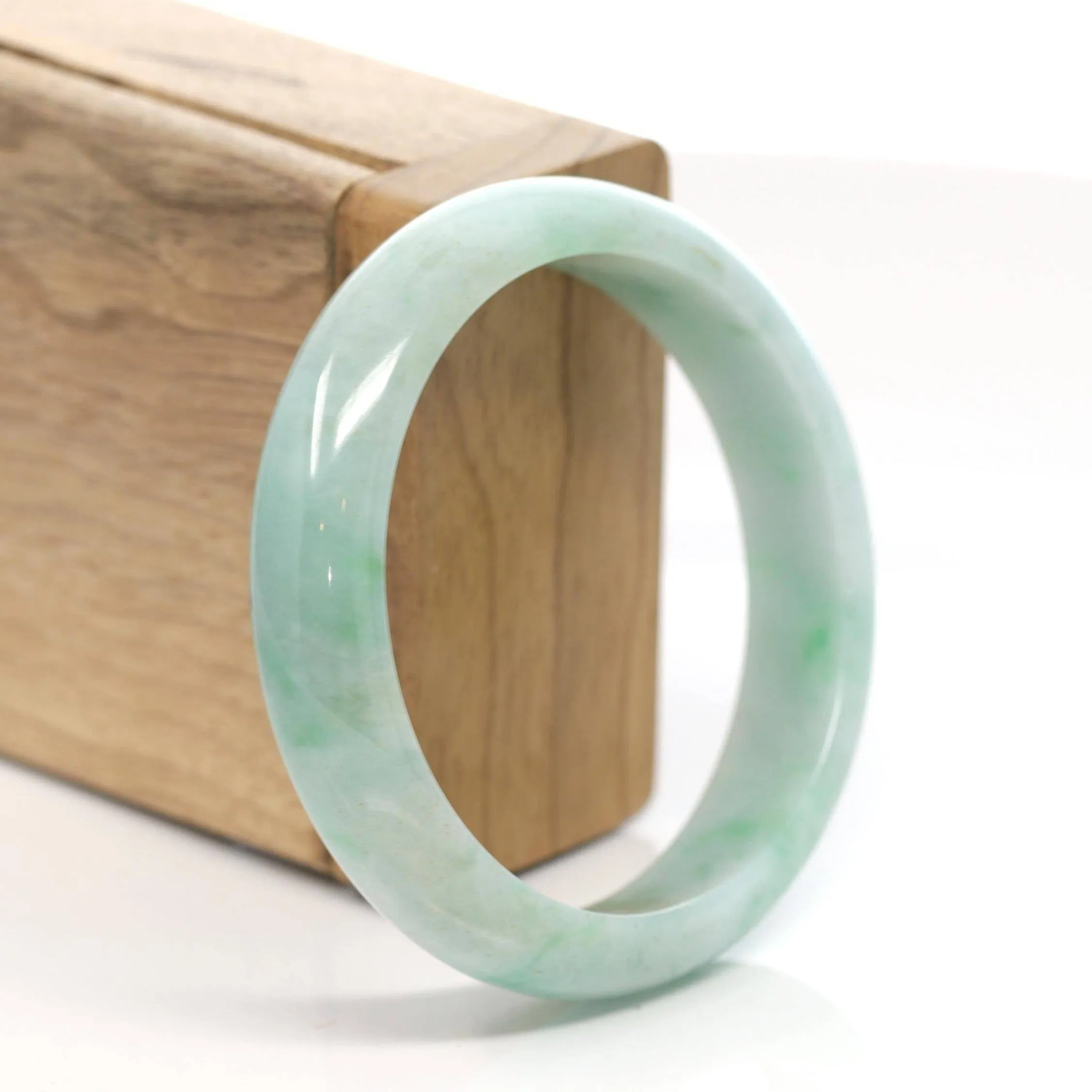 Baikalla™ "Classic Bangle" Genuine Burmese Green Jadeite Jade Bangle Bracelet (58.6 mm)T165