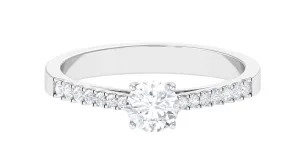 Basket Set Round Moissanite Side Stone Engagement Ring