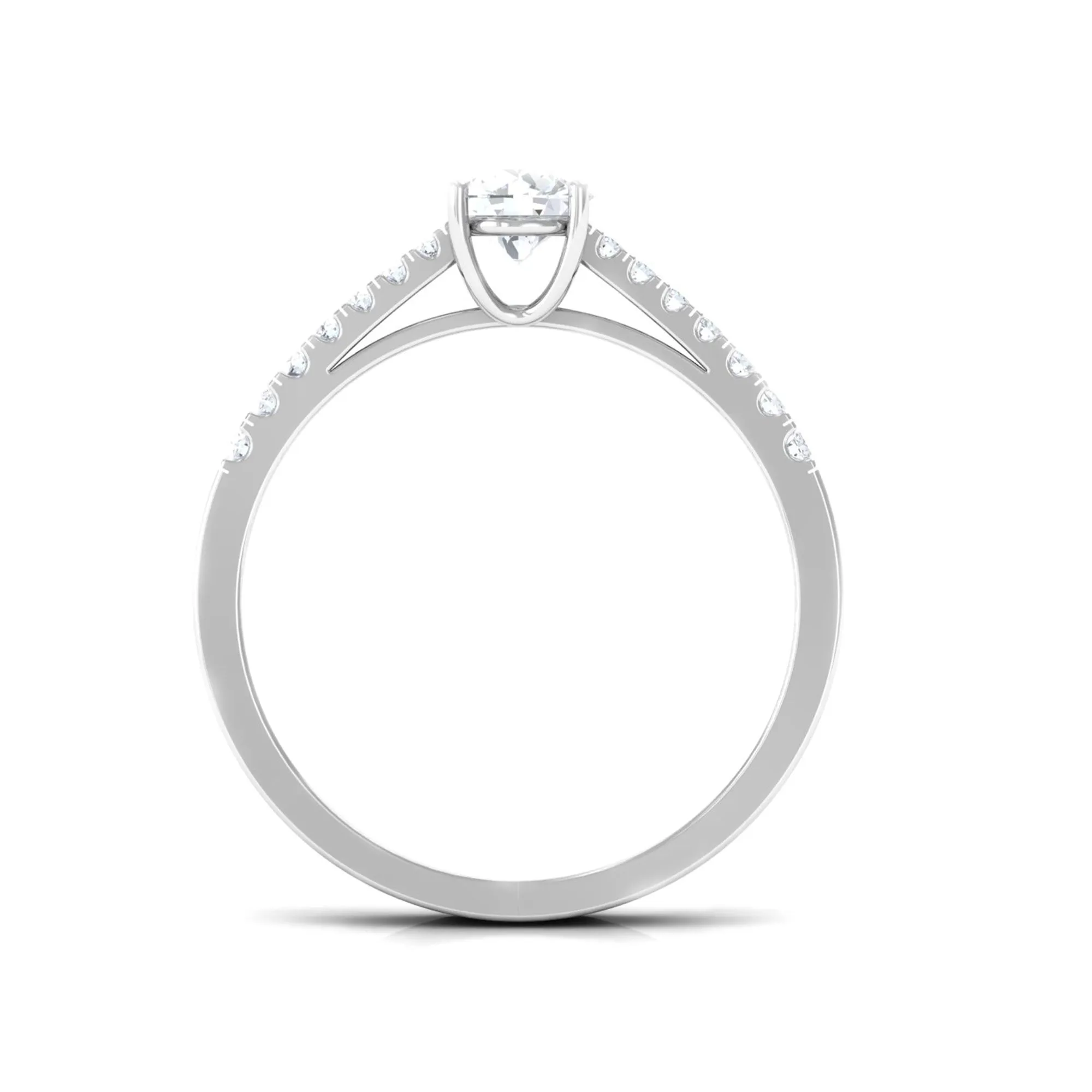 Basket Set Round Moissanite Side Stone Engagement Ring