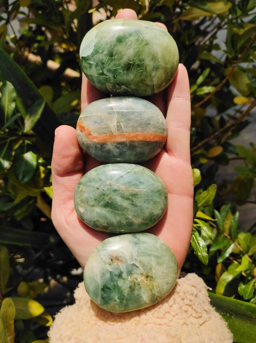 Beautiful Blue & Green Aquamarine Palm Stones