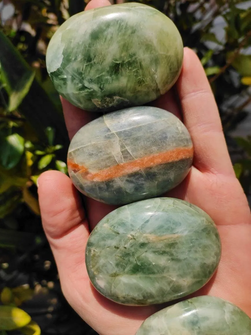 Beautiful Blue & Green Aquamarine Palm Stones