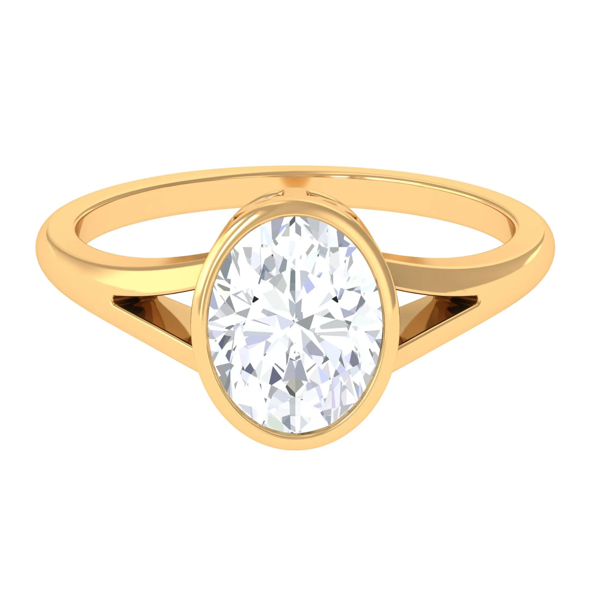 Bezel Set Moissanite Solitaire Engagement Ring