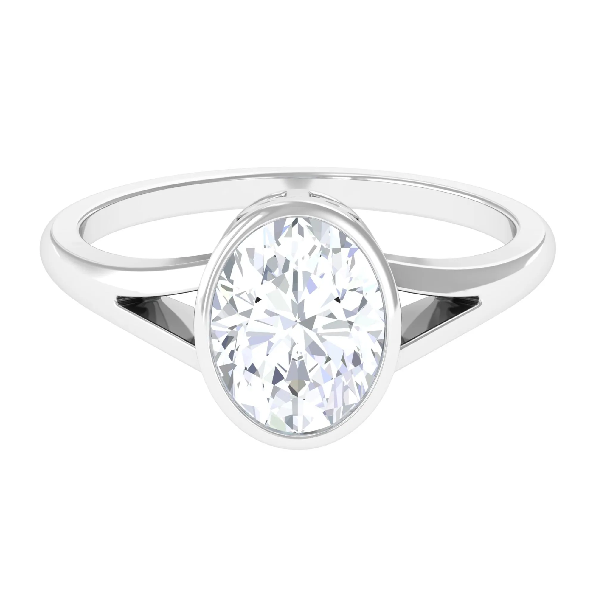 Bezel Set Moissanite Solitaire Engagement Ring