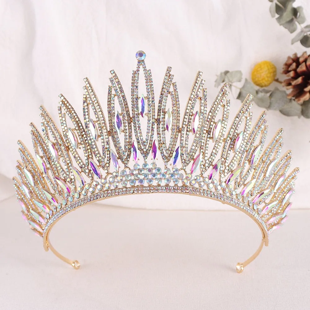 Big Crystal Bridal Tiaras Crown Headband Wedding Hair Jewelry Accessories