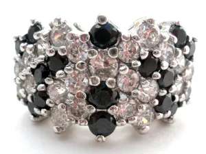 Black & Clear Cubic Zirconia Cocktail Ring Size 7