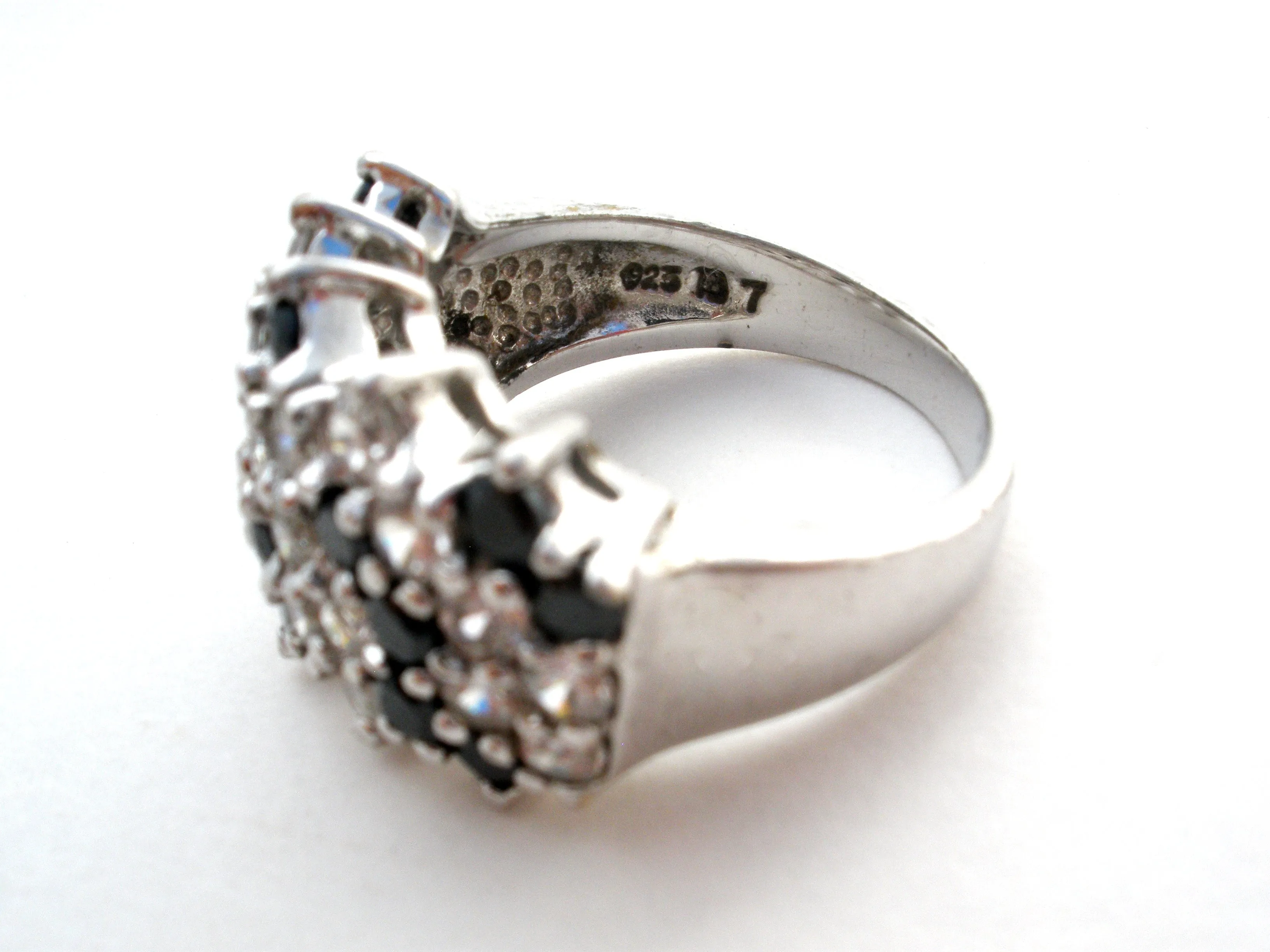 Black & Clear Cubic Zirconia Cocktail Ring Size 7