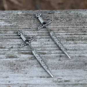 Celtic Knot Stainless Steel Sword Stud Earrings