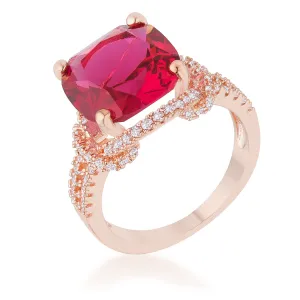 Charlene Ruby Cushion Rose Gold Statement Ring | 9ct