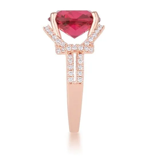 Charlene Ruby Cushion Rose Gold Statement Ring | 9ct