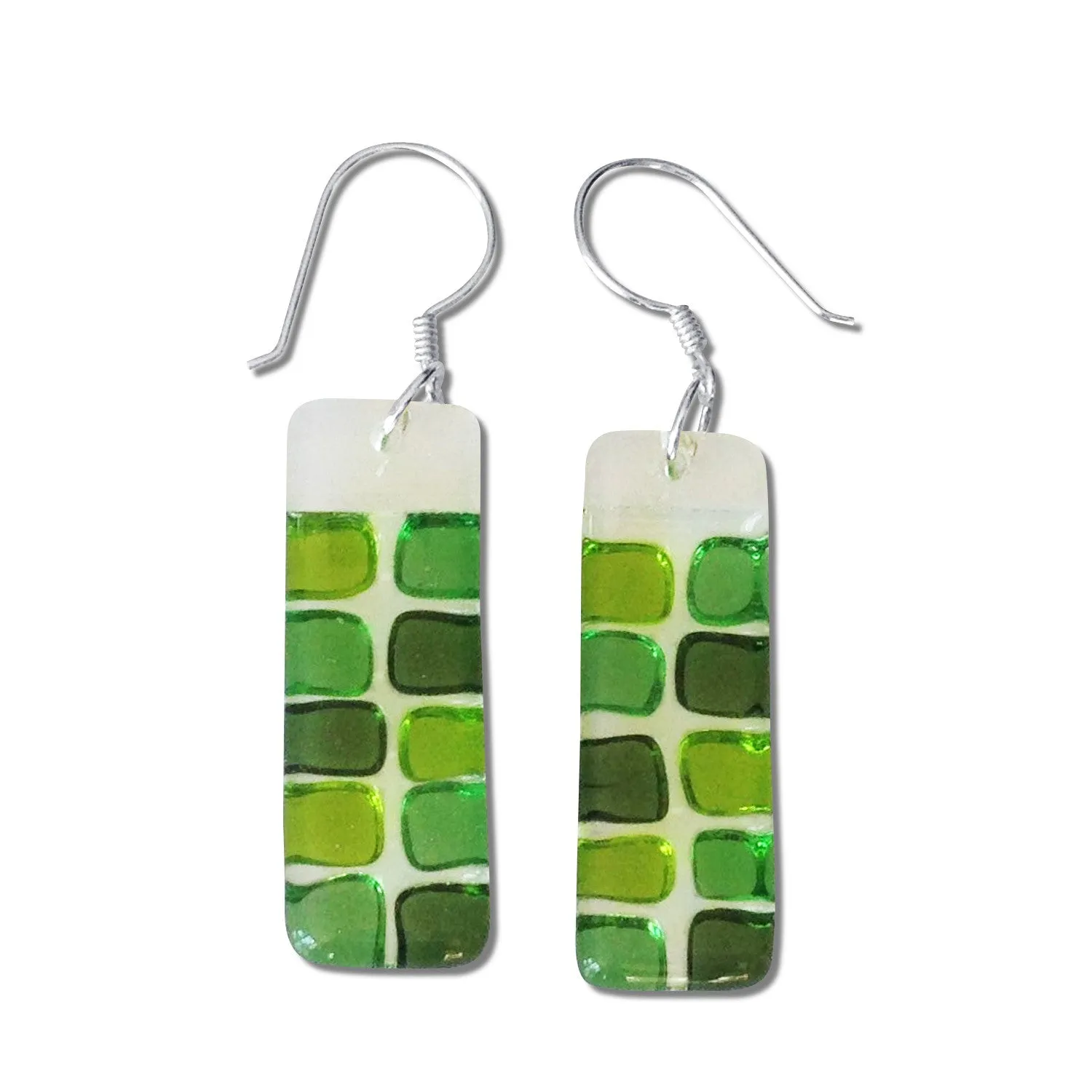 Checkerboard Glass Earrings - Orange