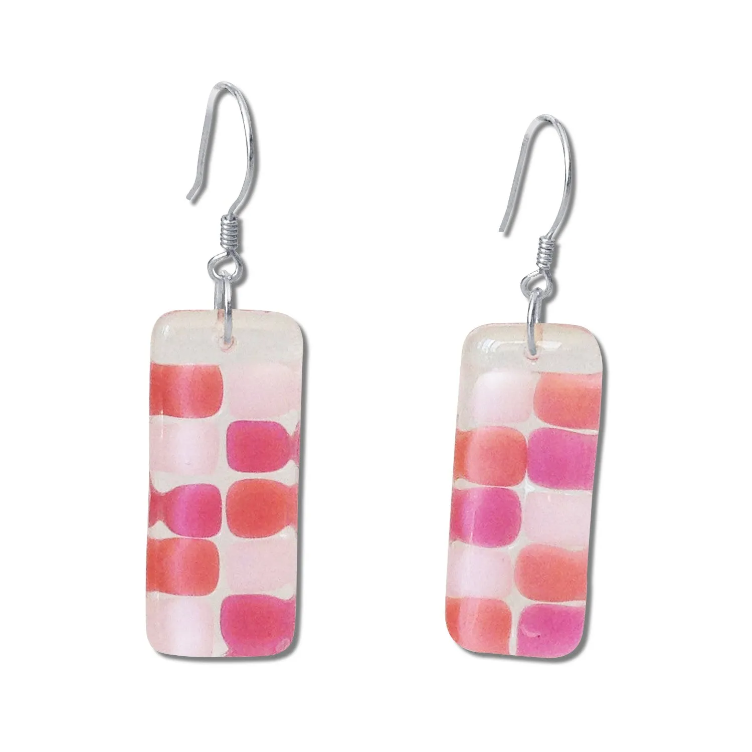 Checkerboard Glass Earrings - Orange