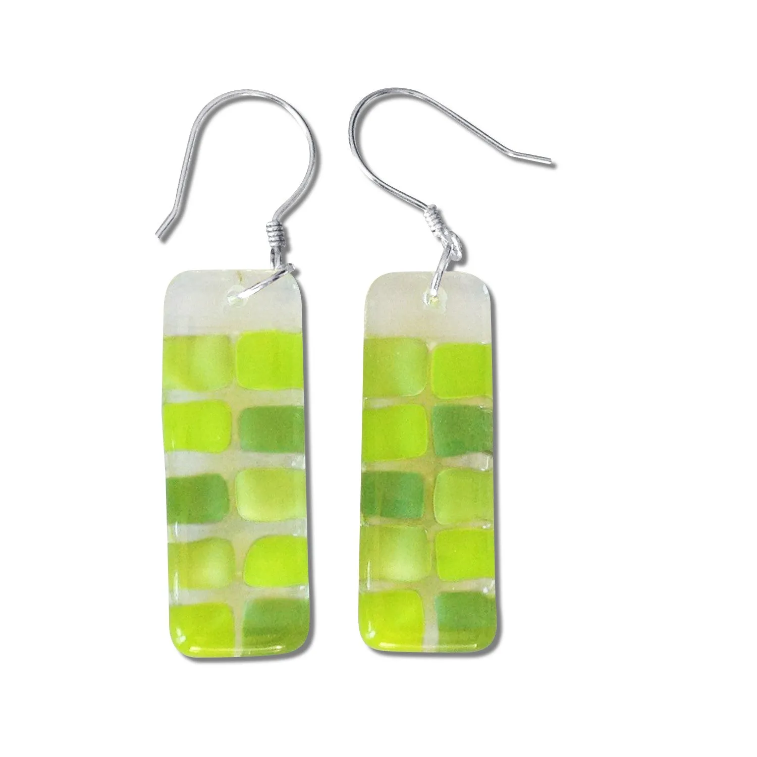 Checkerboard Glass Earrings - Orange