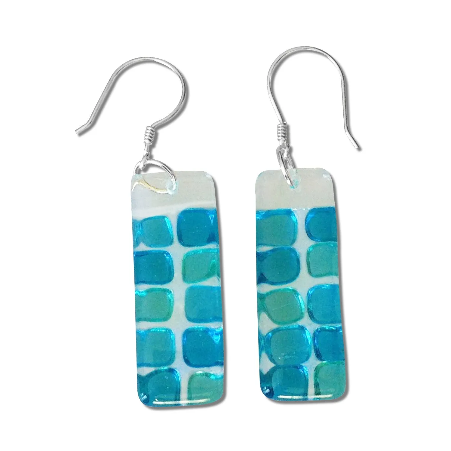 Checkerboard Glass Earrings - Orange