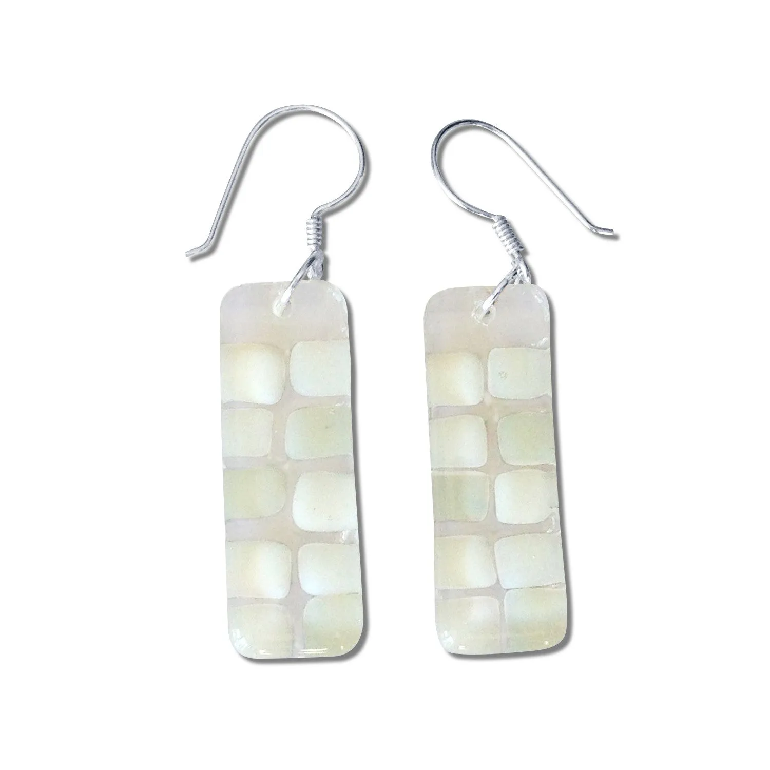 Checkerboard Glass Earrings - Orange