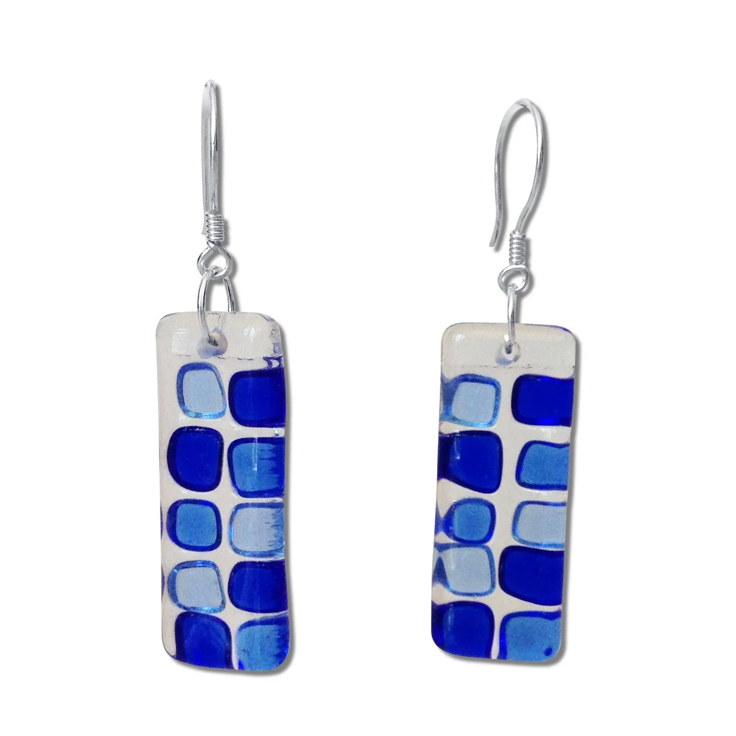 Checkerboard Glass Earrings - Orange