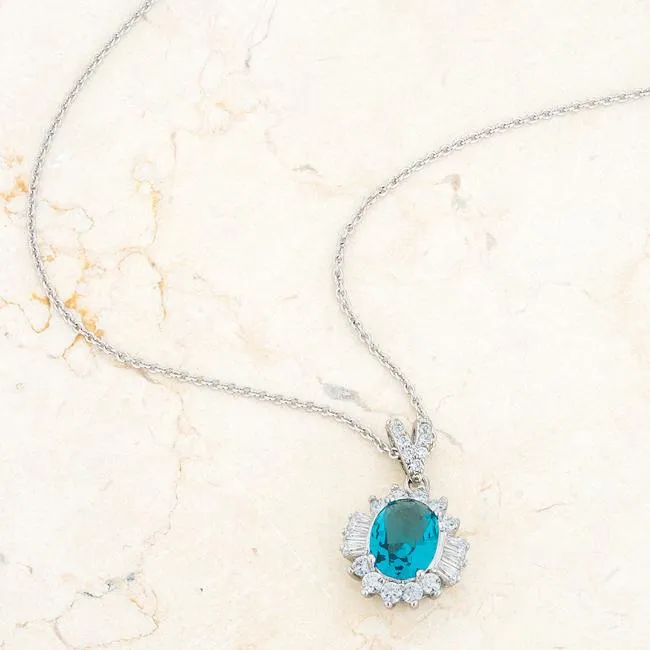 Chrisalee Aqua Blue Vintage Halo Pendant | 3.5ct