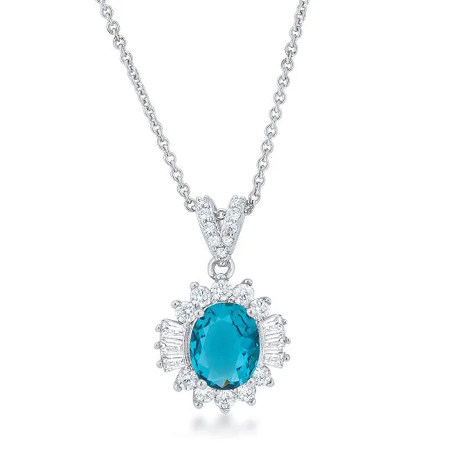 Chrisalee Aqua Blue Vintage Halo Pendant | 3.5ct