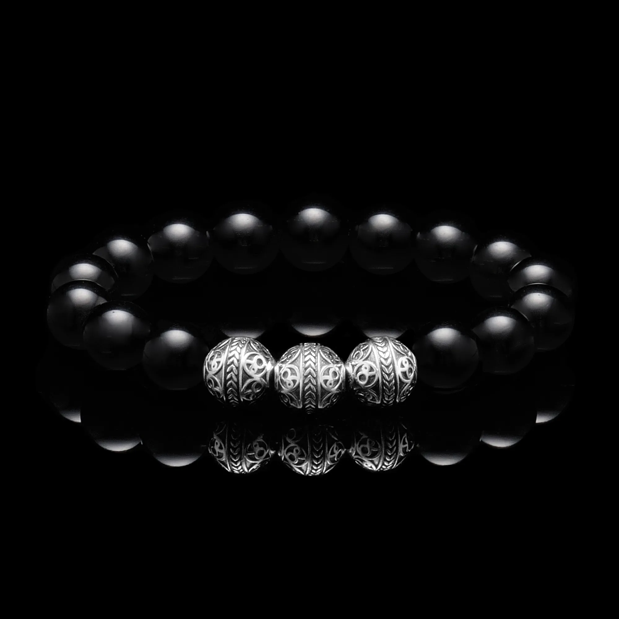 Classic Silver Obsidian Bracelet