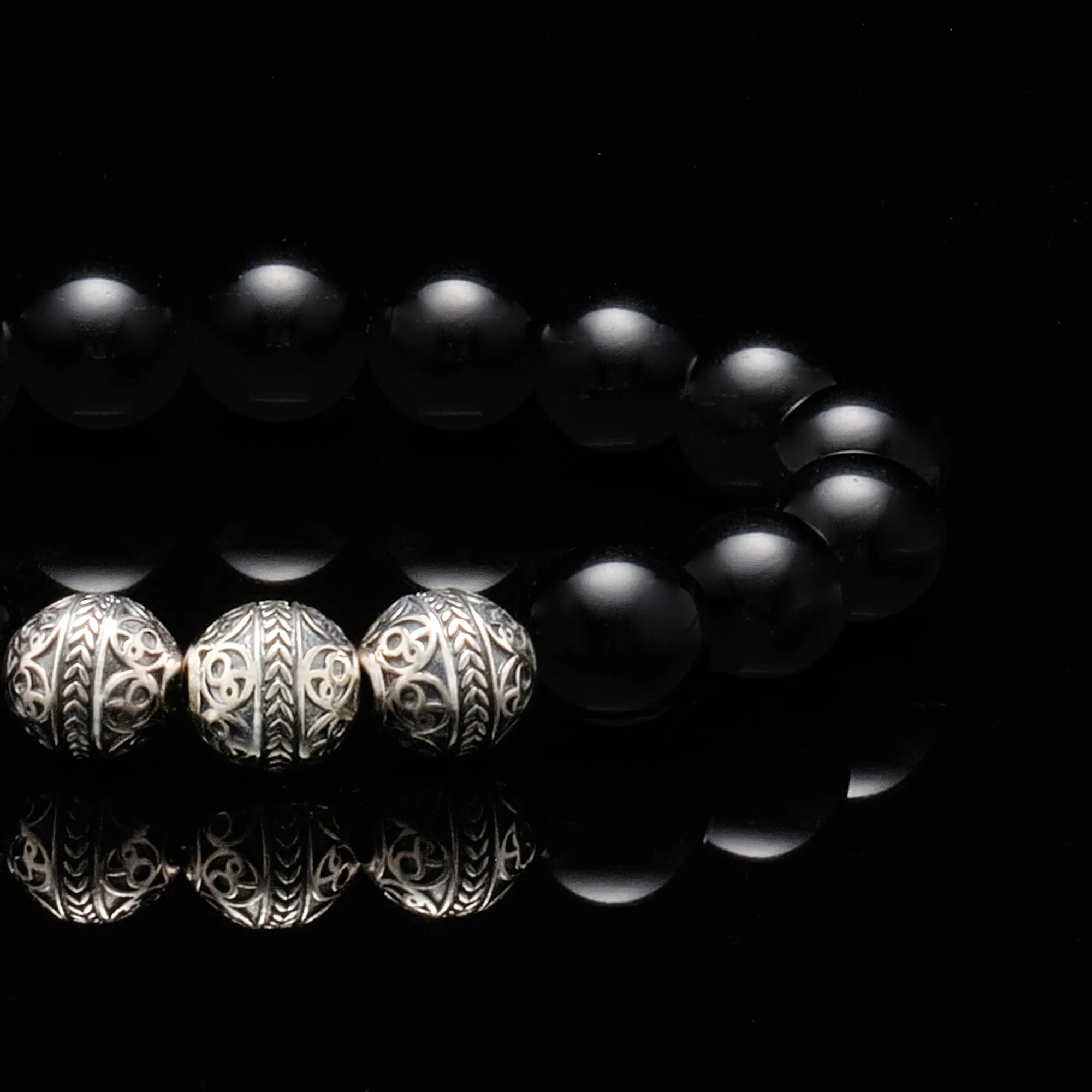 Classic Silver Obsidian Bracelet