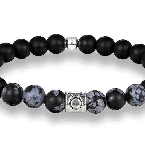 Classy Men Taurus Black Beaded Zodiac Bracelet