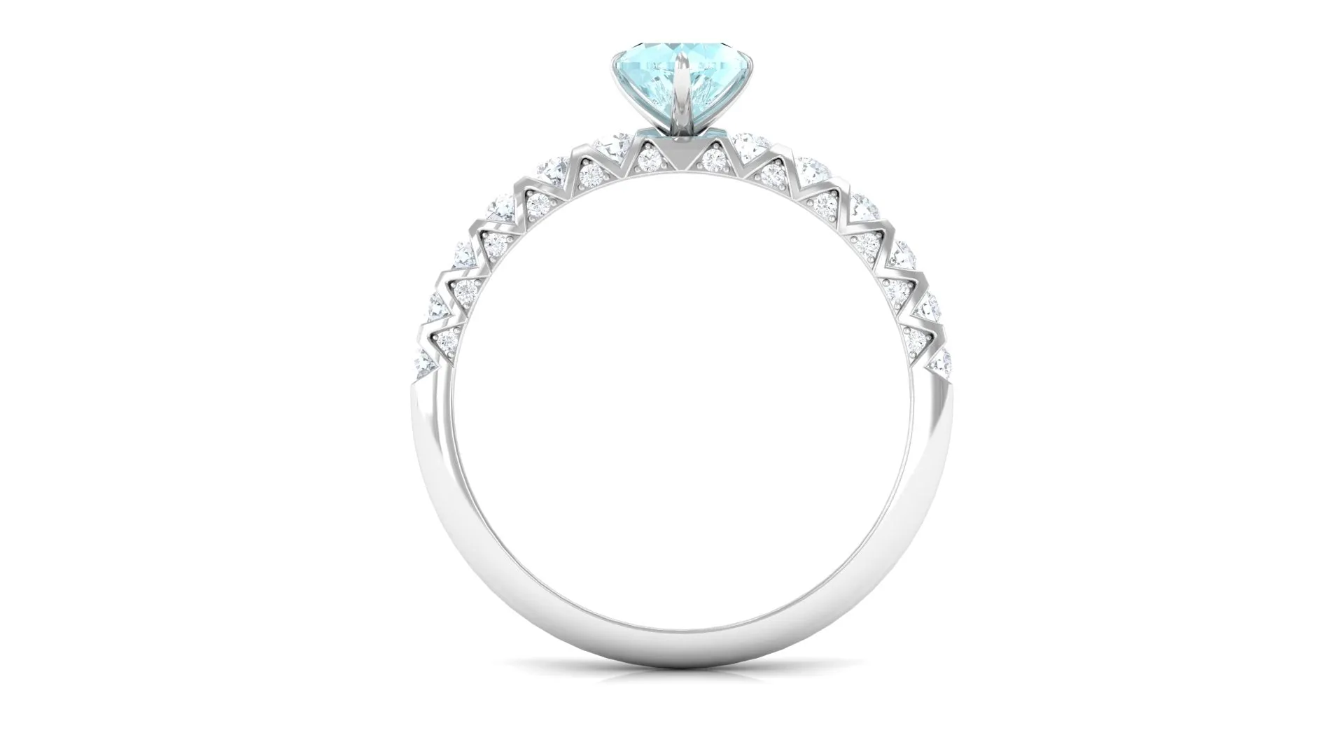 Claw Set Heart Sky Blue Topaz and Diamond Engagement Ring