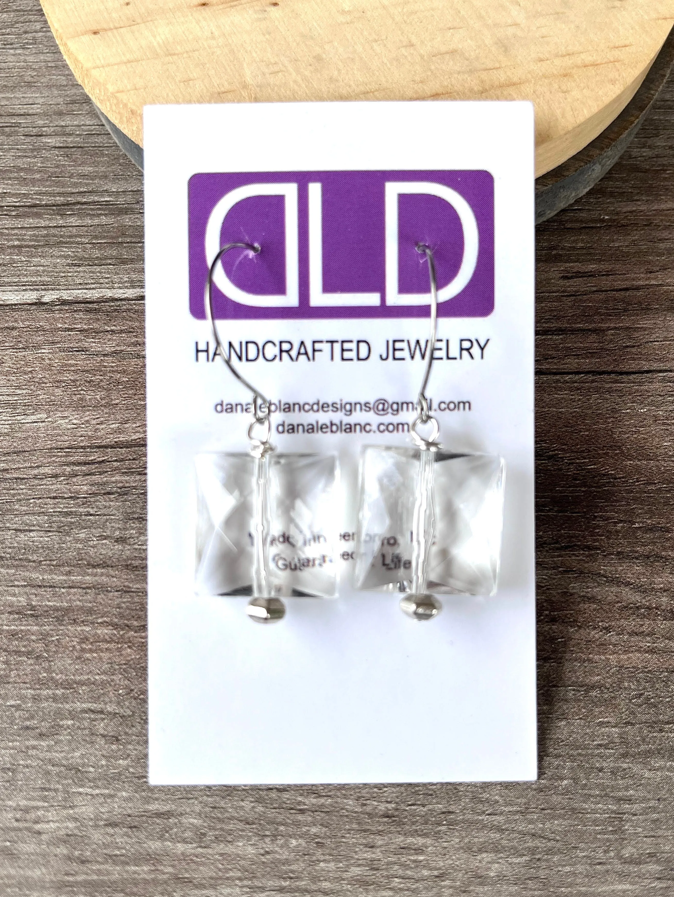 Clear Acrylic Facted Bead Statement Dangle Earrings Jewelry Set - Olivia