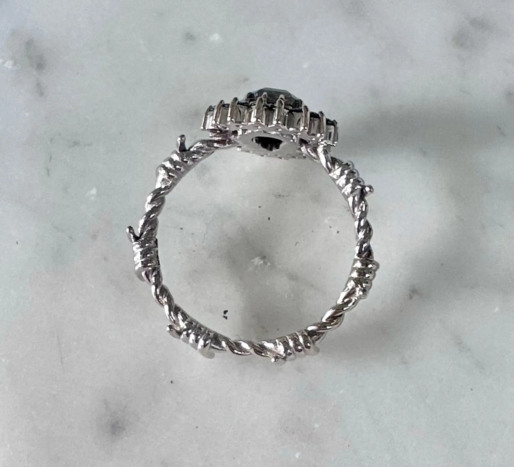 Coffin Cut Diamond Barbed Wire Ring