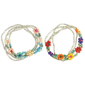 Colorful Fields Bead Flower Bracelet Set